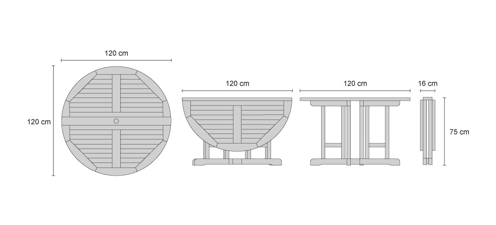 Berrington Round Gate Leg Table - Dimensions